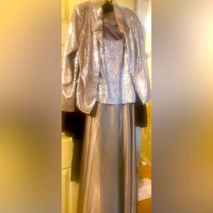 Cachet Silver Women's Maxi Dress & Jacket Set